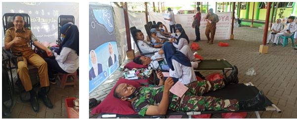 Kepalah Sekolah dan Peserta donor dalam rangkah HUT-25 Sman 1 Kedamean